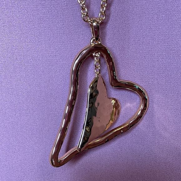 Robert Lee Morris Necklace Soho CollectionGold Long Chain Heart Pendant Necklace - Picture 5 of 14